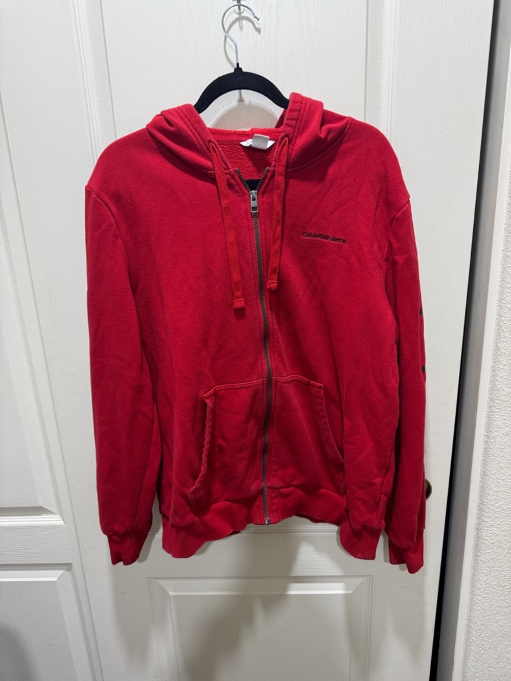 Calvin Klein Bright Red Hooded Zip Jacket